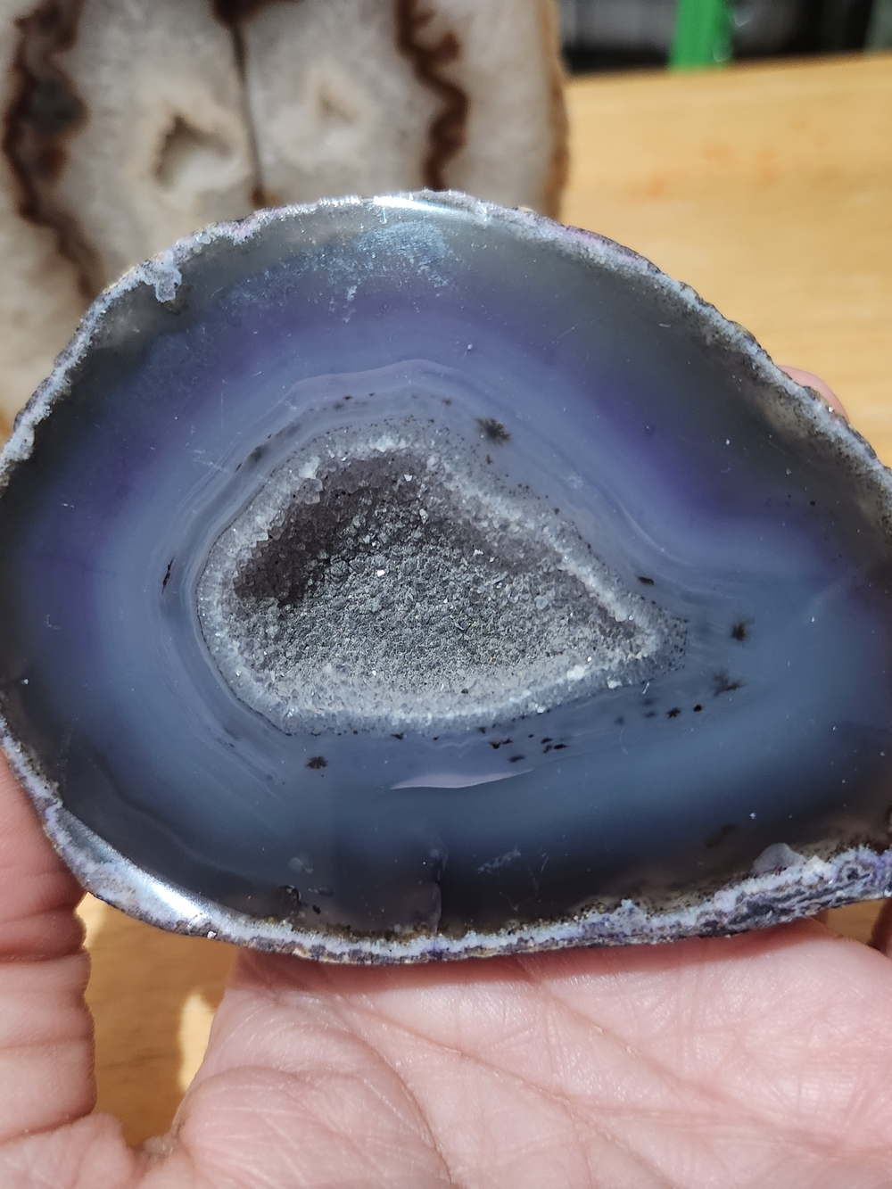Natural Purple Agate Geode Half, 11.5oz